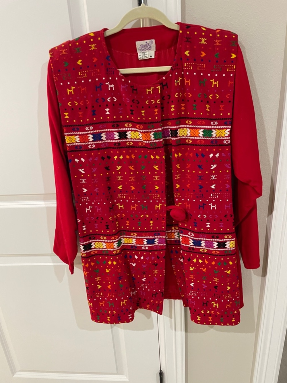 Red Handwoven Jacket, Size M (runs Large)